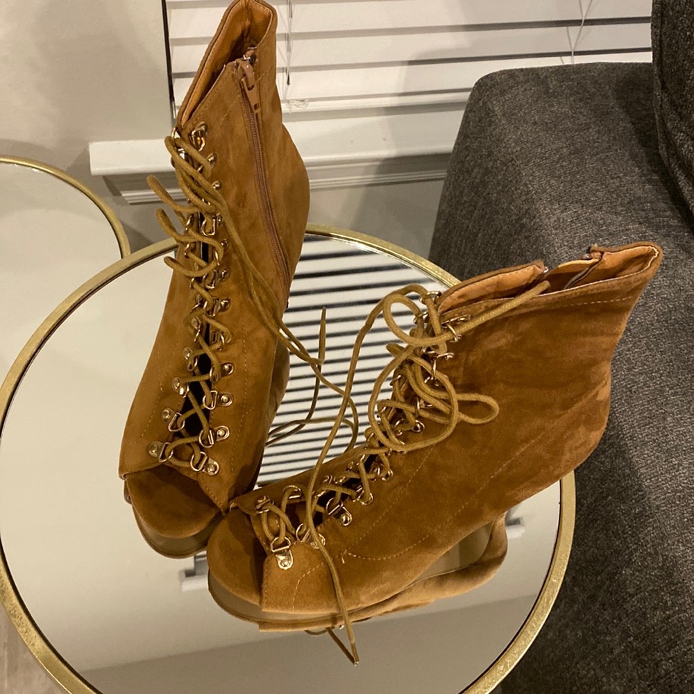 Tan Lace Up Booties